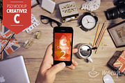 iPhone 5 PSD Mockup Creative 2 “C”