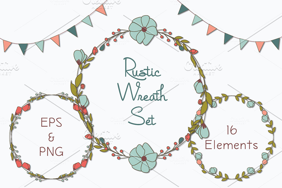 Rustic Wreaths Clipart, PNG & EPS