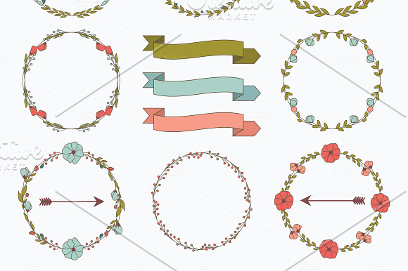 Rustic Wreaths Clipart, PNG & EPS in Illustrations - product preview 2