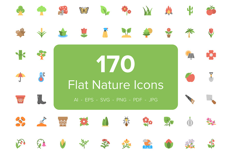 170 Flat Nature Icons