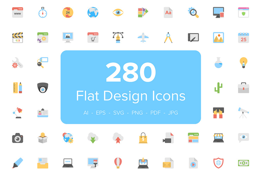 280 Flat Design Icons