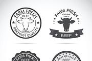 Set of vector cow labels. Farm.