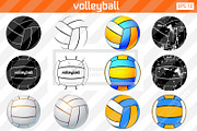 Silhouette of a volleyball ball. Set