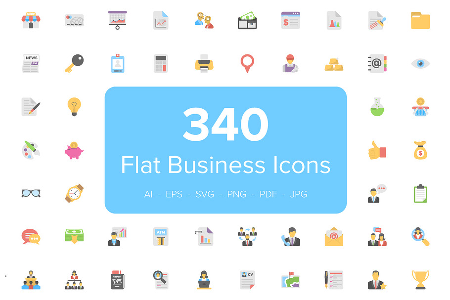 340 Flat Business Icons