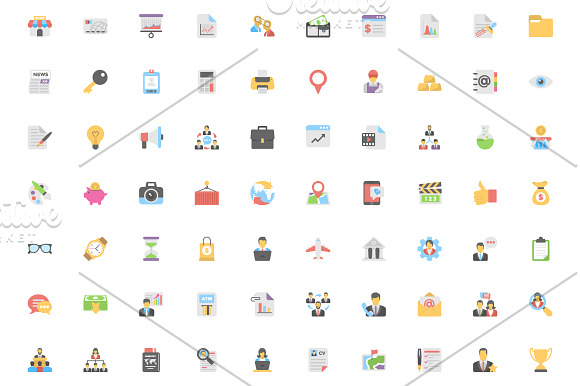 340 Flat Business Icons in Icons - product preview 1