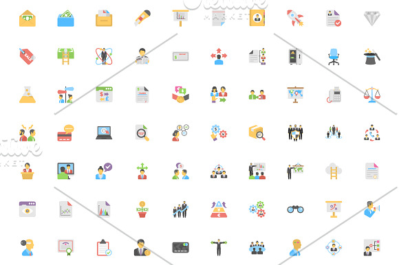 340 Flat Business Icons in Icons - product preview 3