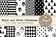 Black & White Christmas Digital Pape