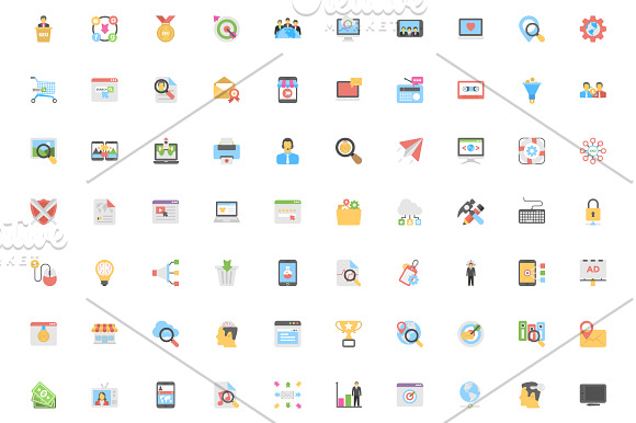 290 Flat Seo and Marketing Icons in Graphics - product preview 3