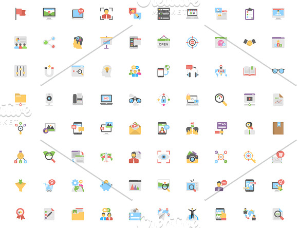 290 Flat Seo and Marketing Icons in Graphics - product preview 4