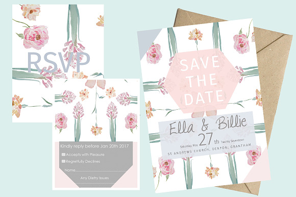 Fresh Bloom Wedding Stationery in Wedding Templates - product preview 3