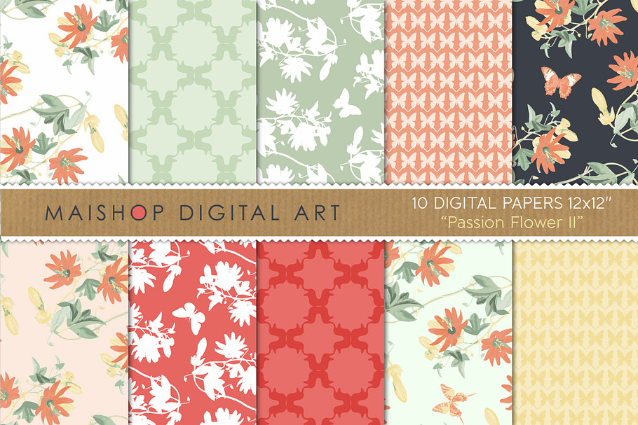Digital Paper flo- Passion Flower II in Patterns - product preview 8