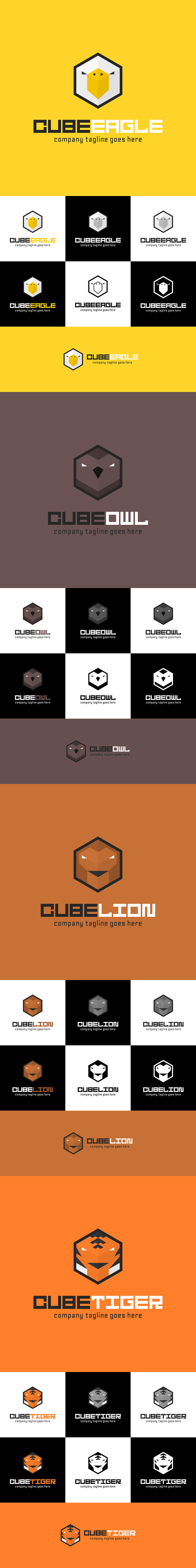 12 Cube Animal Logos - 95% Off in Logo Templates - product preview 1