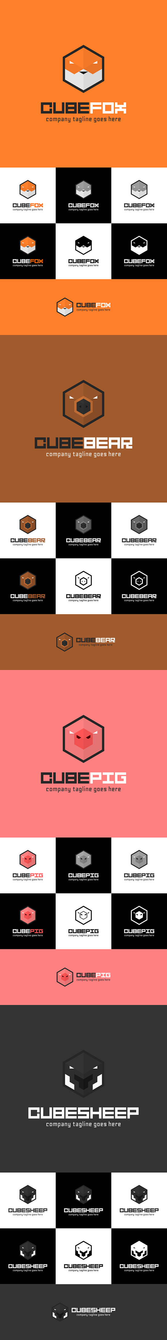 12 Cube Animal Logos - 95% Off in Logo Templates - product preview 2