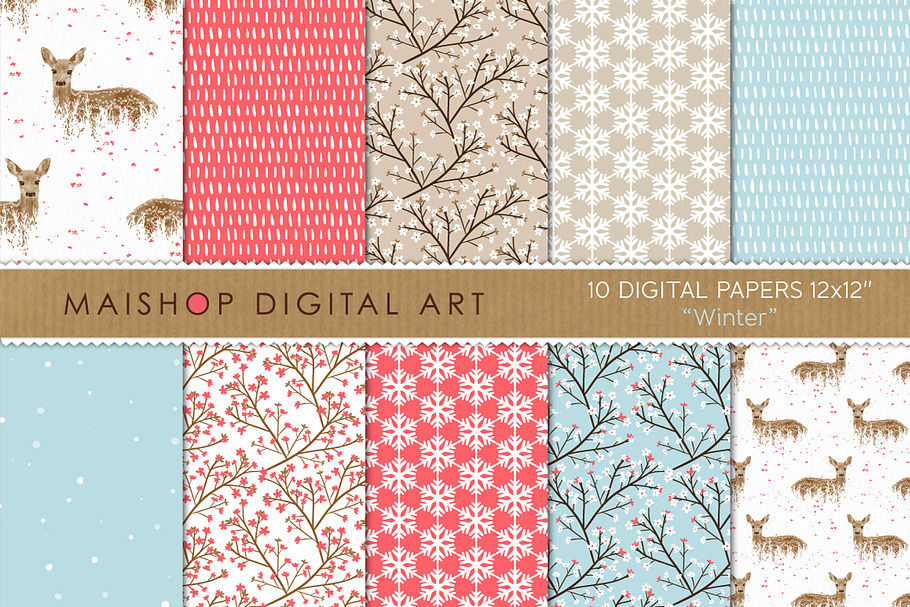 Digital Paper - Winter in Patterns - product preview 8