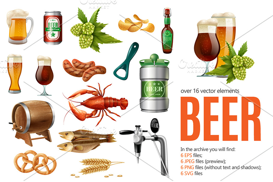Big Beer Set in Objects - product preview 8