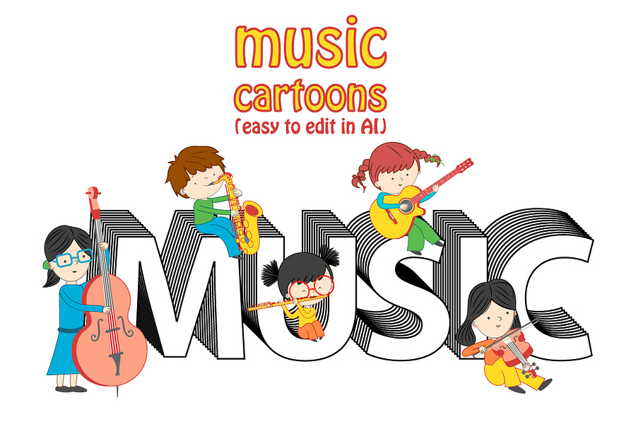 Set of music cartoons