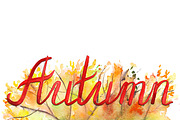Autumn foliage month word lettering