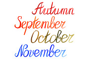 Autumn month word lettering