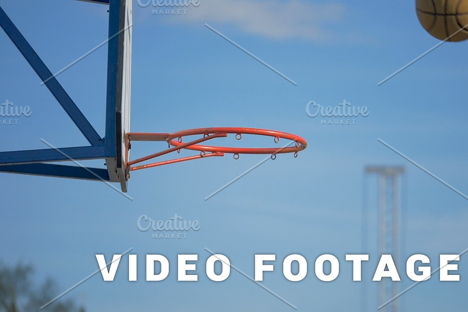 The basketball ball flies into the basket - slowmotion 180 fps