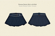 Women Denim Skirt with Belt