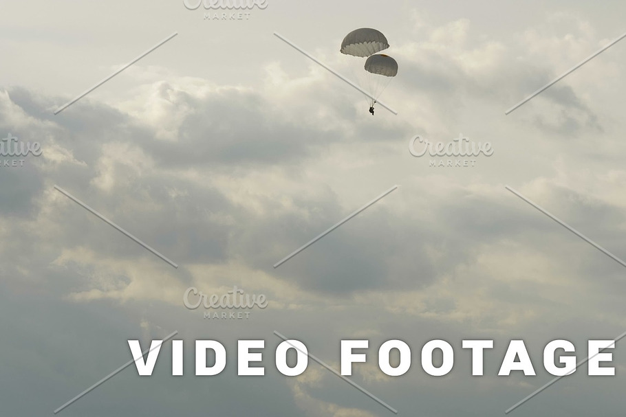 Paratrooper landing with two parachutes - slowmotion 60fps in Graphics - product preview 8
