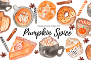 Pumpkin Spice Watercolor Clip Art