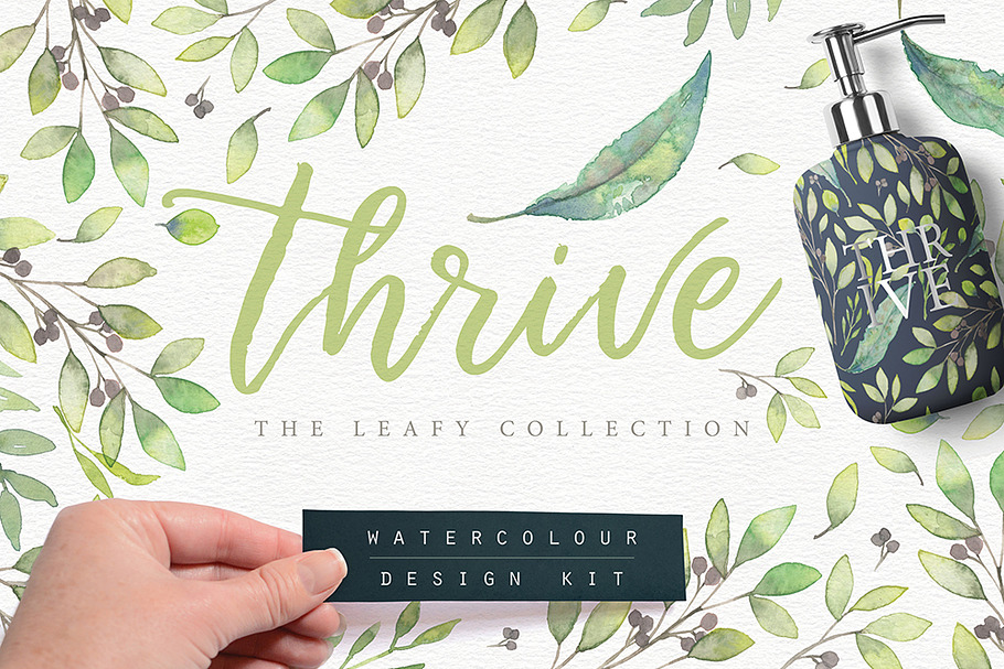 Thrive Leafy Watercolour Design Kit in Illustrations - product preview 8