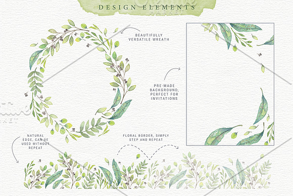 Thrive Leafy Watercolour Design Kit in Illustrations - product preview 1
