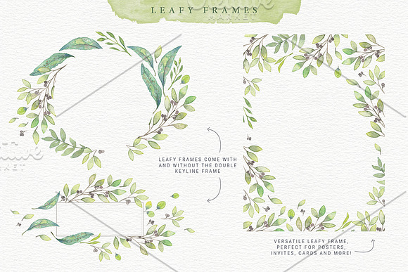Thrive Leafy Watercolour Design Kit in Illustrations - product preview 2