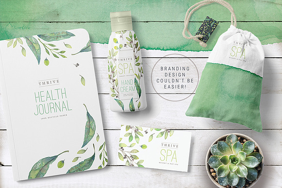 Thrive Leafy Watercolour Design Kit in Illustrations - product preview 5