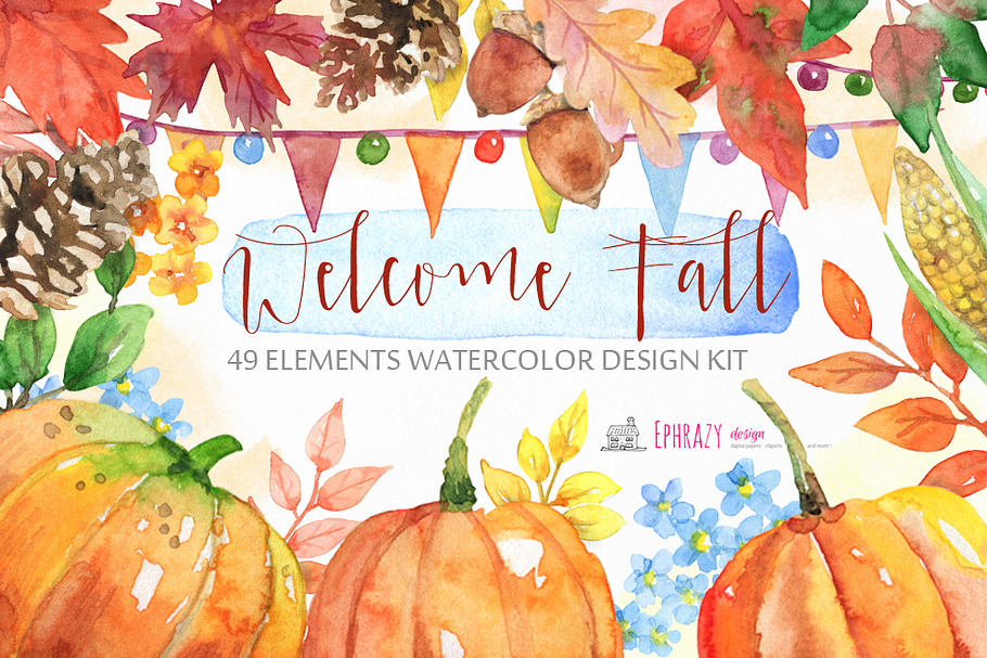Fall Autumn clipart set paper in Illustrations - product preview 8