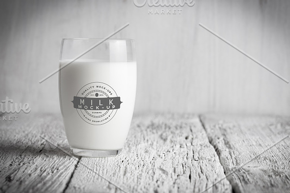 12 PSD Milk Bottle/Glass Mock-up in Product Mockups - product preview 3
