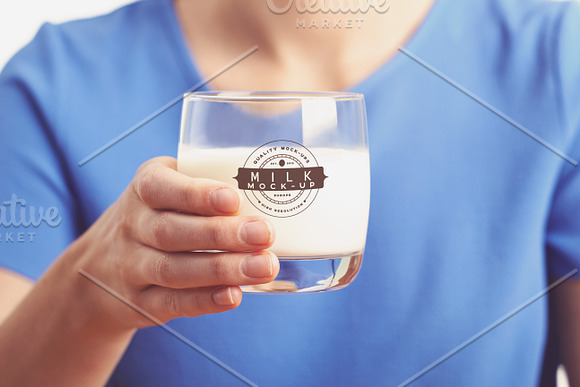 12 PSD Milk Bottle/Glass Mock-up in Product Mockups - product preview 5