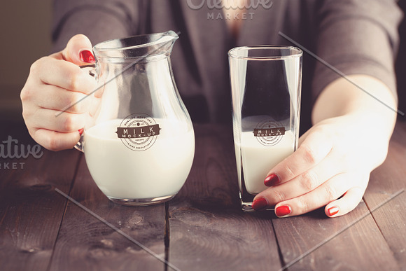 12 PSD Milk Bottle/Glass Mock-up in Product Mockups - product preview 6