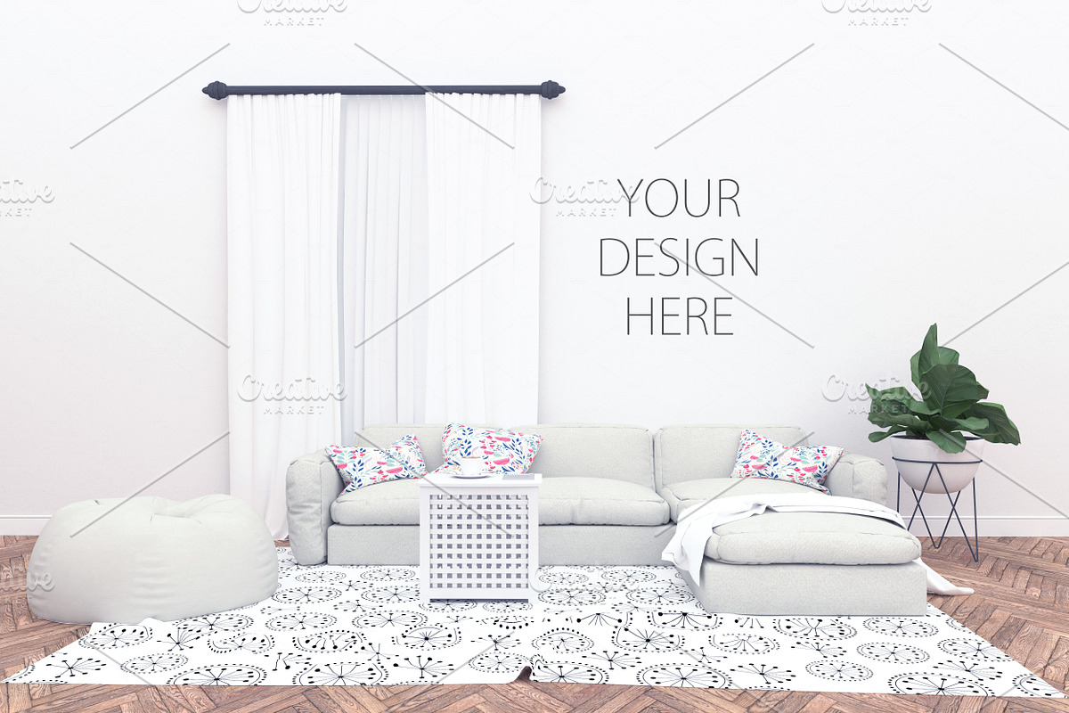 Blank wall mockup - interior mock up in Print Mockups - product preview 8