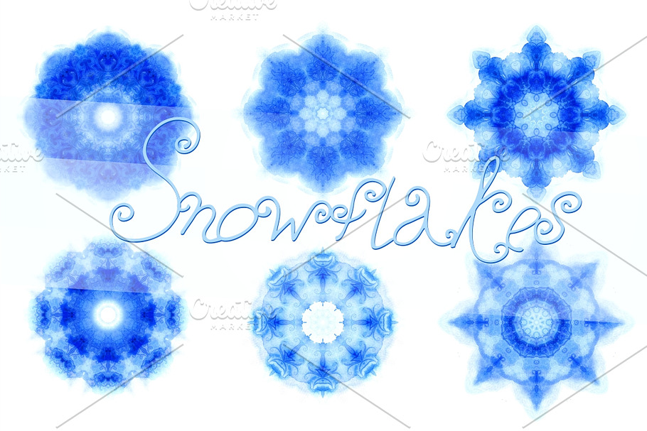 14 watercolor snowflakes