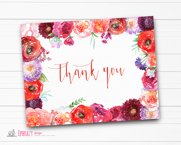 Floral cliparts digital papers. Rose in Illustrations - product preview 3