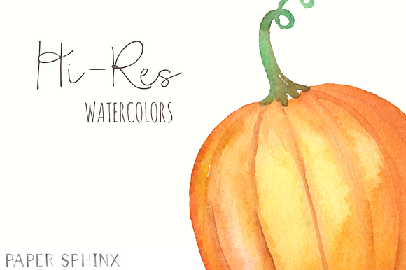 Watercolor Fall Pumpkins Pack in Illustrations - product preview 1