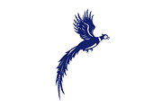 Pheasant Bird Fowl Flying Side Retro