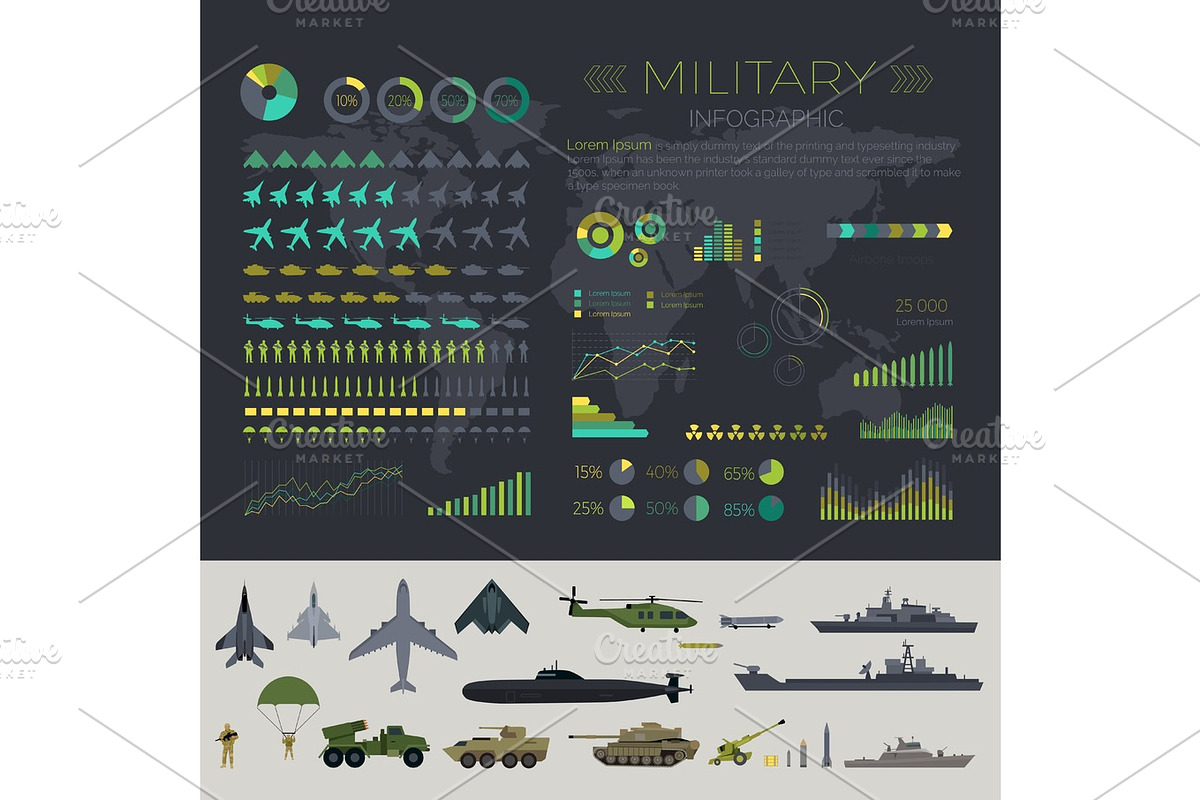 Military infographic set in Illustrations - product preview 8