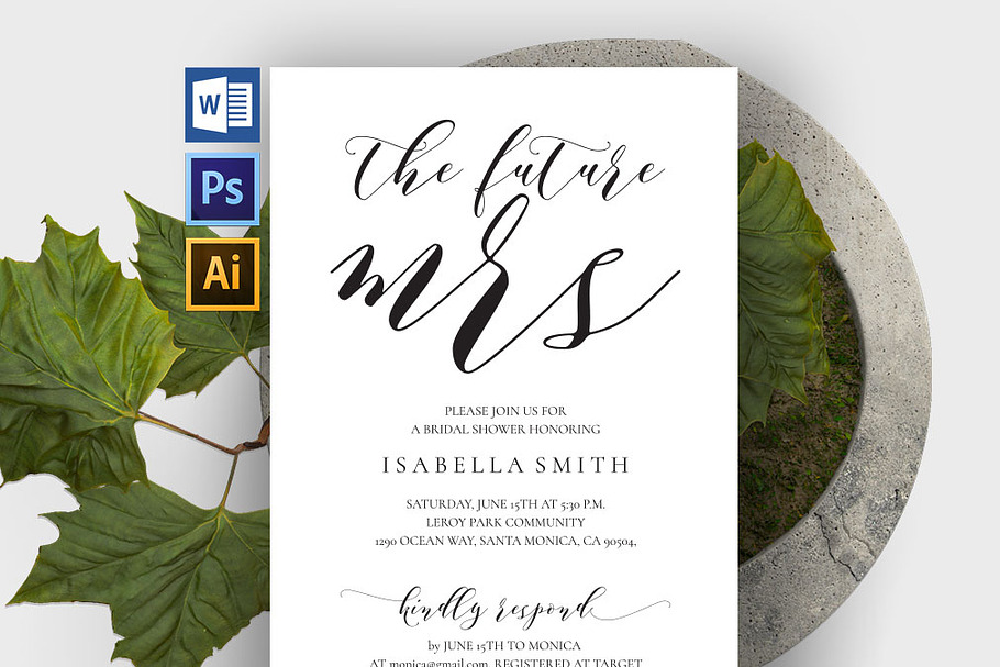 Bridal Shower Invitation SHR308 in Wedding Templates - product preview 8