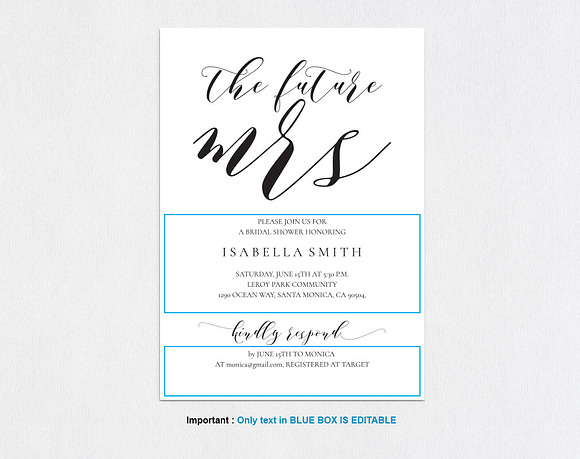 Bridal Shower Invitation SHR308 in Wedding Templates - product preview 3