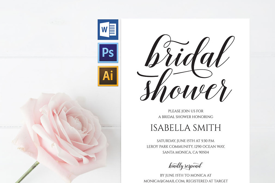 Bridal Shower Invitation SHR309 in Wedding Templates - product preview 8