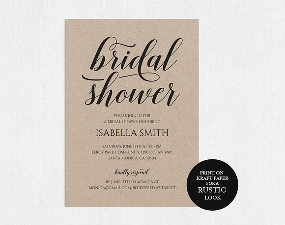 Bridal Shower Invitation SHR309 in Wedding Templates - product preview 1