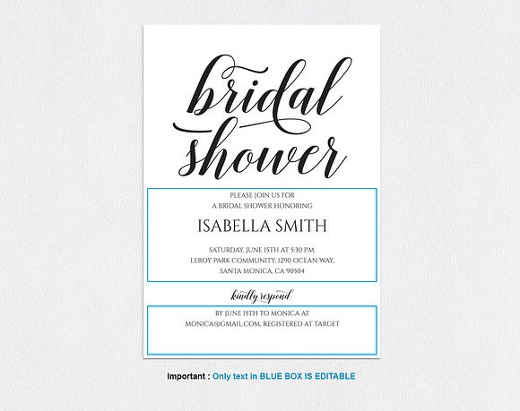 Bridal Shower Invitation SHR309 in Wedding Templates - product preview 3
