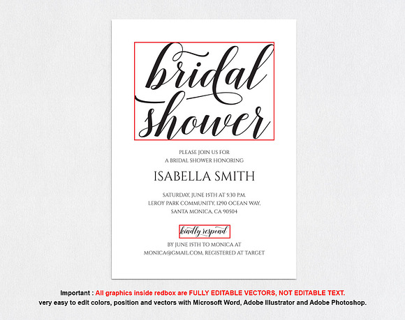 Bridal Shower Invitation SHR309 in Wedding Templates - product preview 4