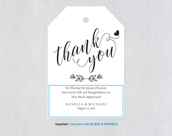 Thank You Tag SHR311 in Wedding Templates - product preview 3