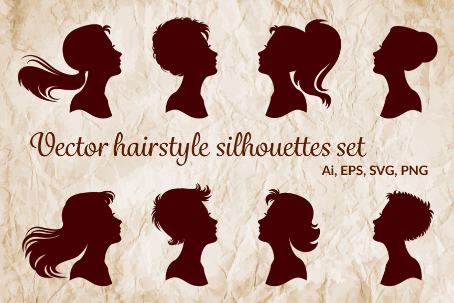 Vector hairstyle silhouettes set in Illustrations - product preview 8