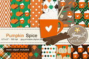 Pumpkin Spice Digital Papers Clipart