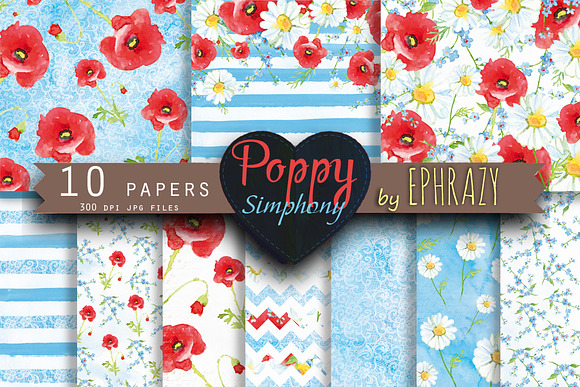 Meadow flowers. Floral clipart paper in Illustrations - product preview 2